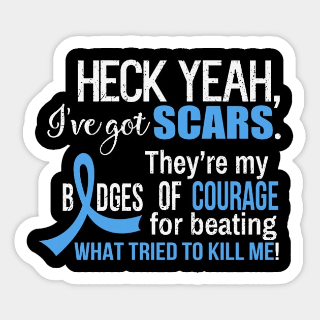 I’ve Got Scars They Are My Badges Of Courage Trisomy 18 Awareness Light Blue Ribbon Warrior Sticker by celsaclaudio506